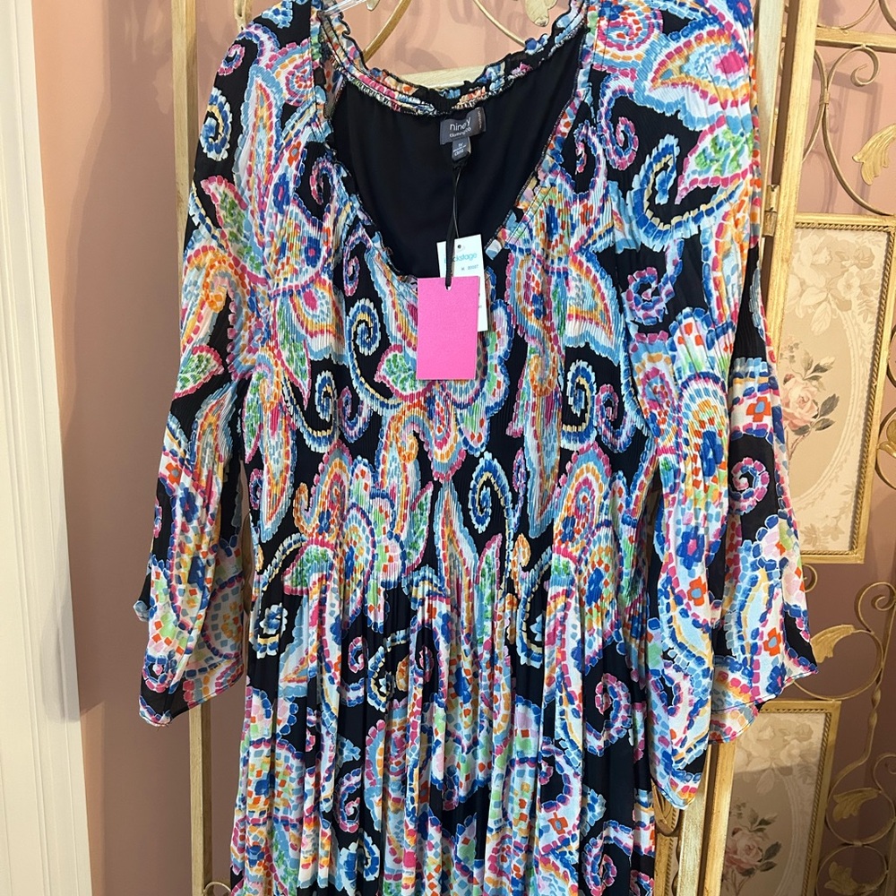 ninety clothing co Paisley Print Black Long Sleeve Dress NWT Size 1X